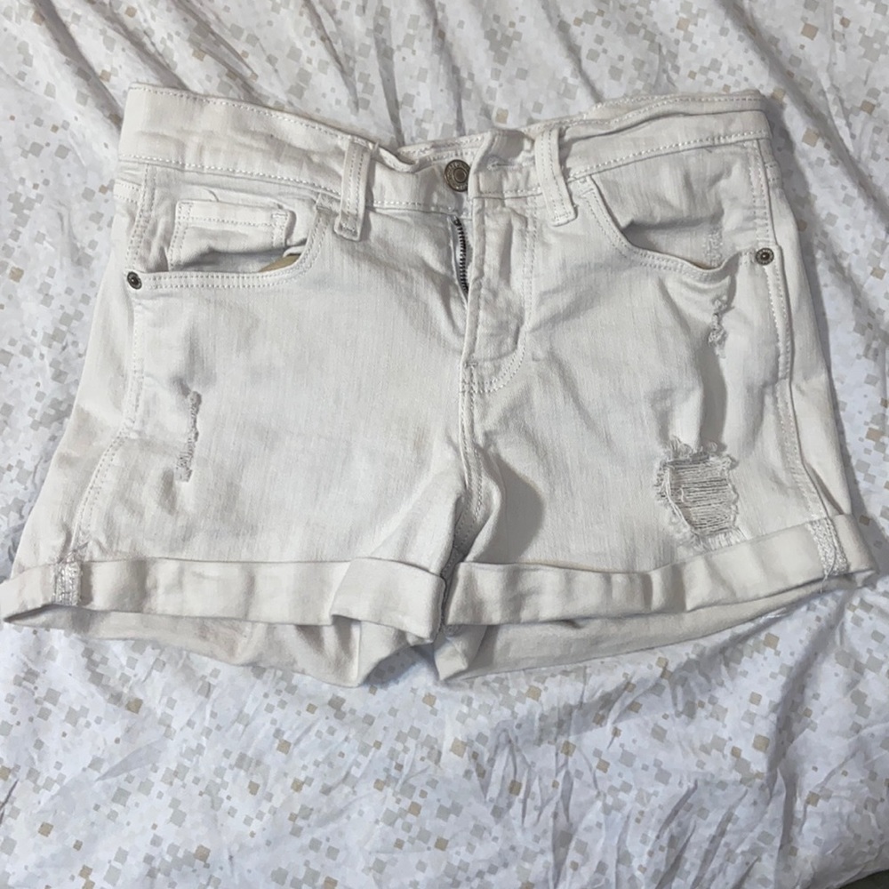White jean shorts